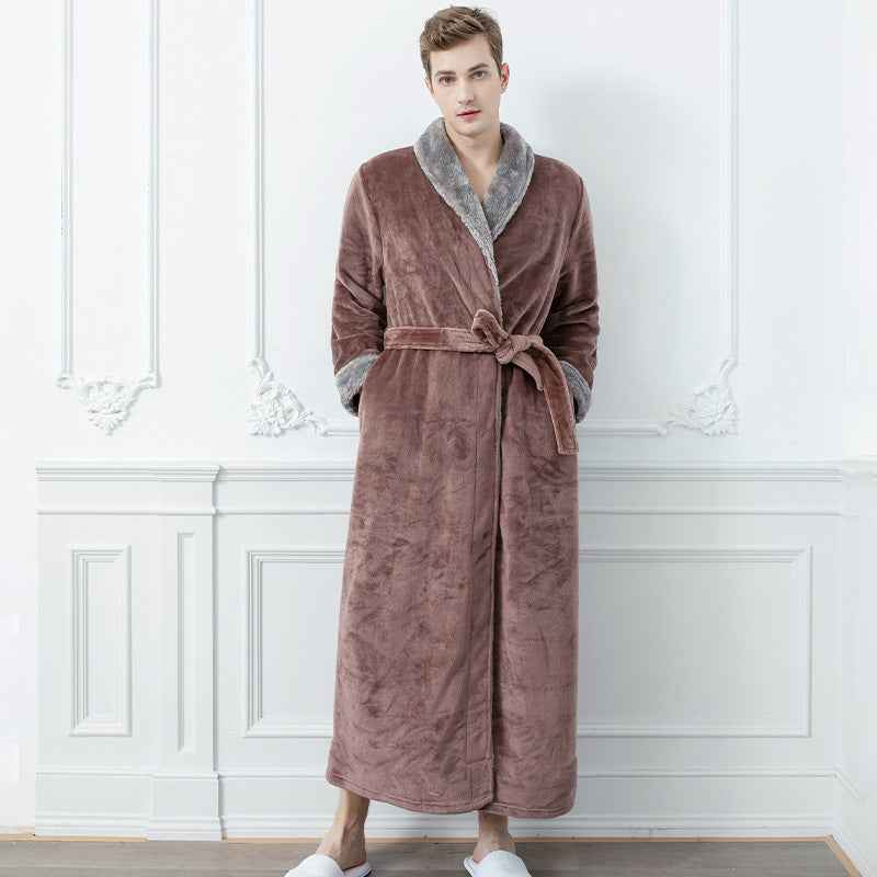 Men's And Women's Simple Thickened Flannel Nightgown
