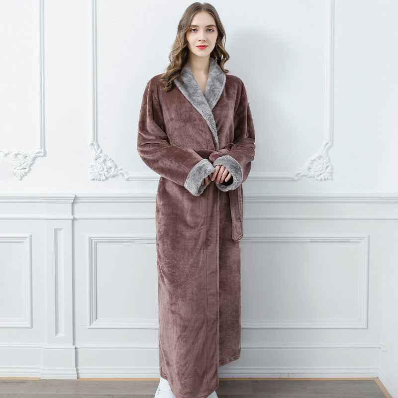Men's And Women's Simple Thickened Flannel Nightgown