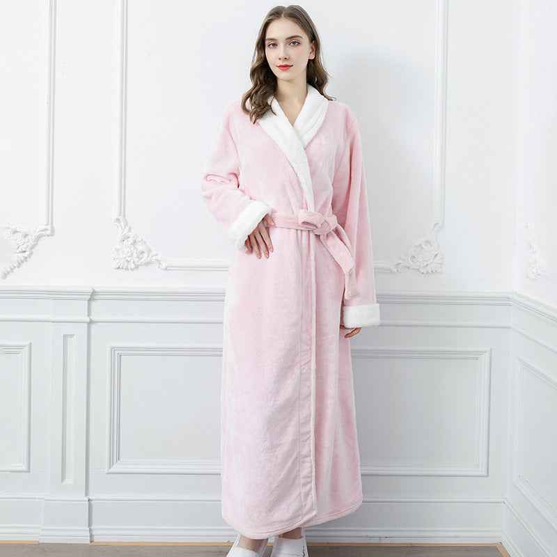 Men's And Women's Simple Thickened Flannel Nightgown
