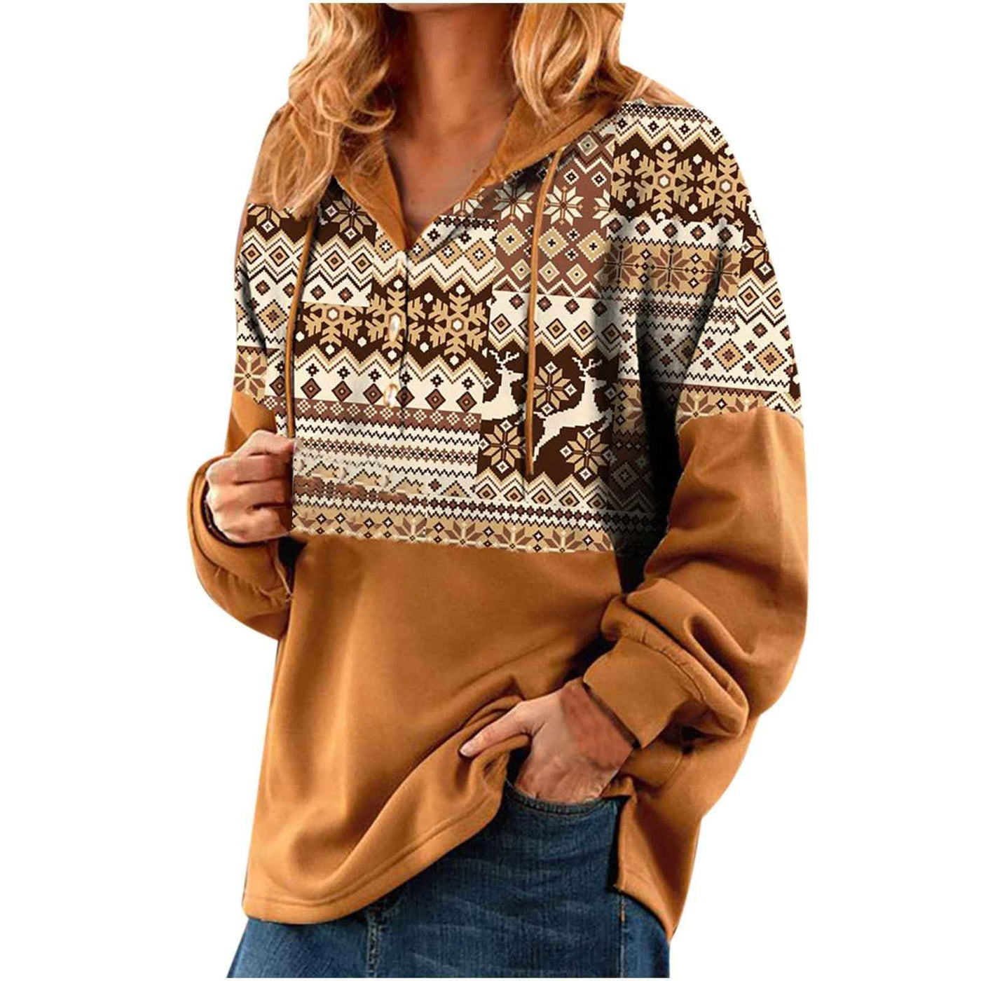 Ladies Short Casual Hooded Christmas Sweater