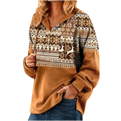 Ladies Short Casual Hooded Christmas Sweater