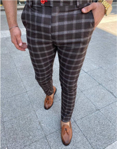Men's Business Checked Casual Pants SHOPPORA