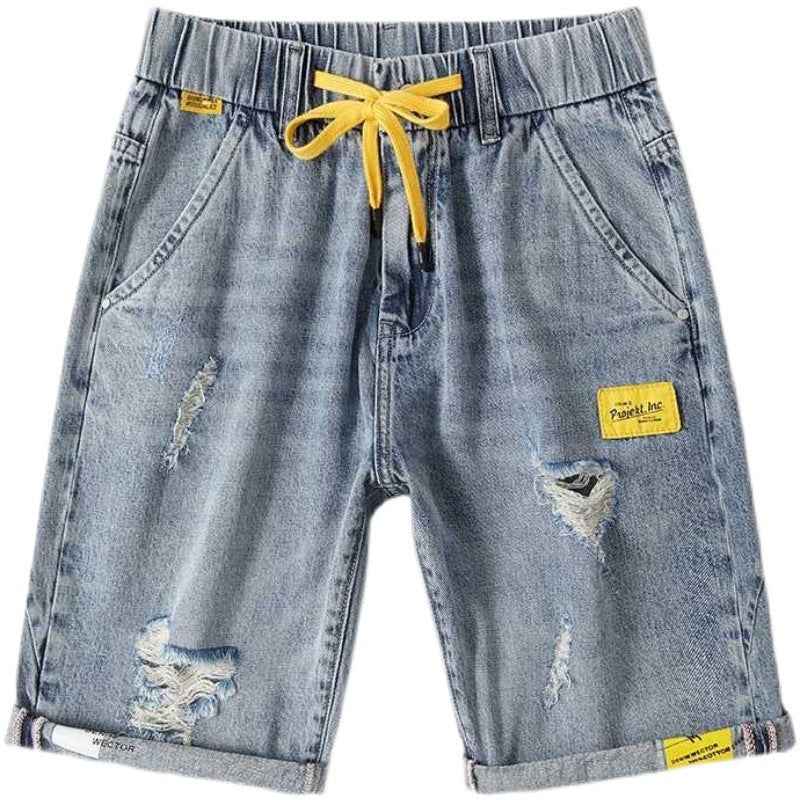 Summer Thin Denim Shorts Men's Loose Five-Point Pants