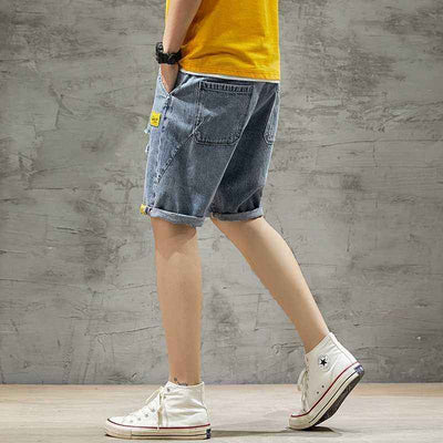 Summer Thin Denim Shorts Men's Loose Five-Point Pants