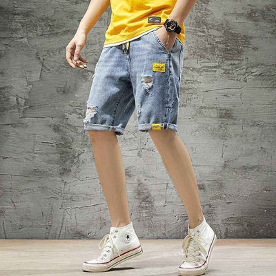 Summer Thin Denim Shorts Men's Loose Five-Point Pants