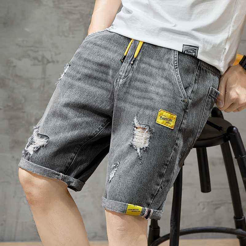 Summer Thin Denim Shorts Men's Loose Five-Point Pants