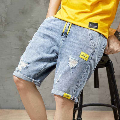 Summer Thin Denim Shorts Men's Loose Five-Point Pants