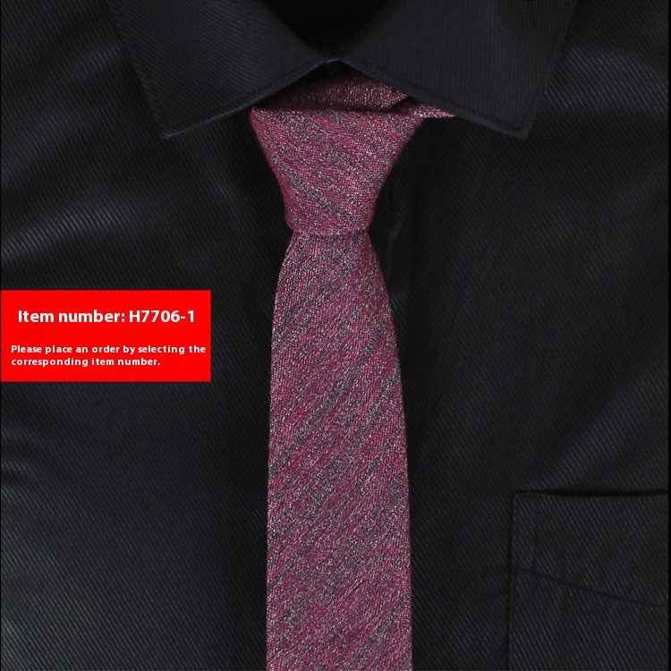 Solid Color Korean Style Narrow Cotton Men's 6cm Formal Wear Business Casual Wedding Tie