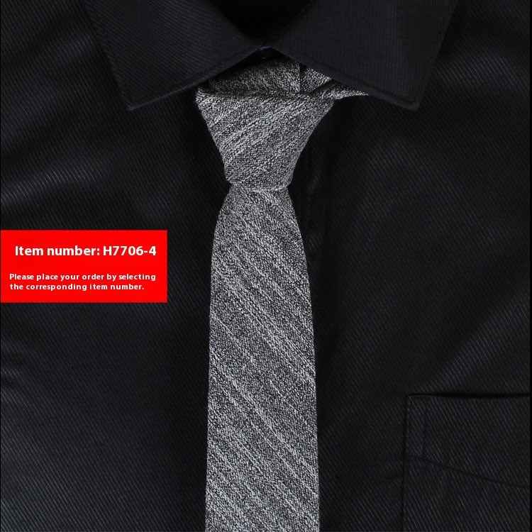 Solid Color Korean Style Narrow Cotton Men's 6cm Formal Wear Business Casual Wedding Tie