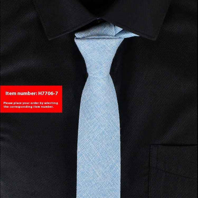 Solid Color Korean Style Narrow Cotton Men's 6cm Formal Wear Business Casual Wedding Tie