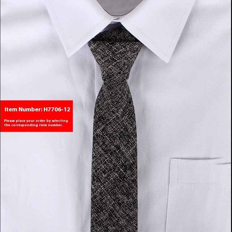 Solid Color Korean Style Narrow Cotton Men's 6cm Formal Wear Business Casual Wedding Tie