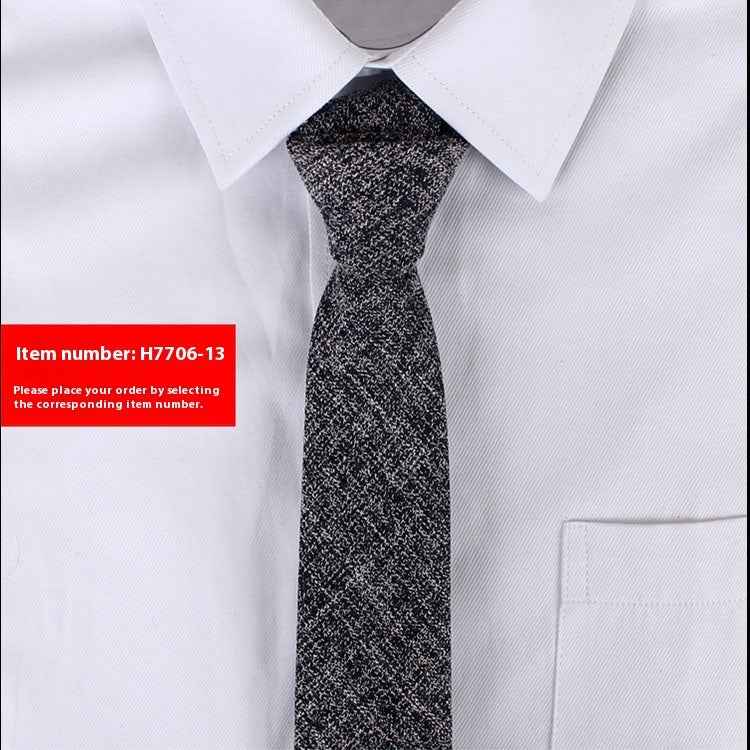 Solid Color Korean Style Narrow Cotton Men's 6cm Formal Wear Business Casual Wedding Tie