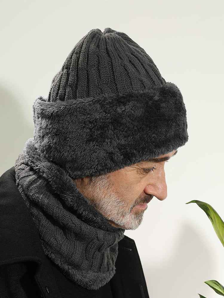 Men's Middle-aged And Elderly Wool Hat With Wool And Thick Knitted Hat