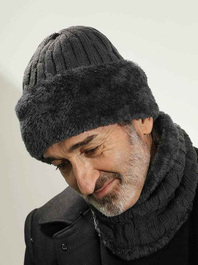 Men's Middle-aged And Elderly Wool Hat With Wool And Thick Knitted Hat