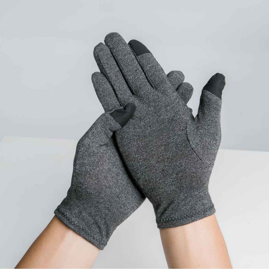 Grey Full Finger Touch Screen Health Pressure Gloves