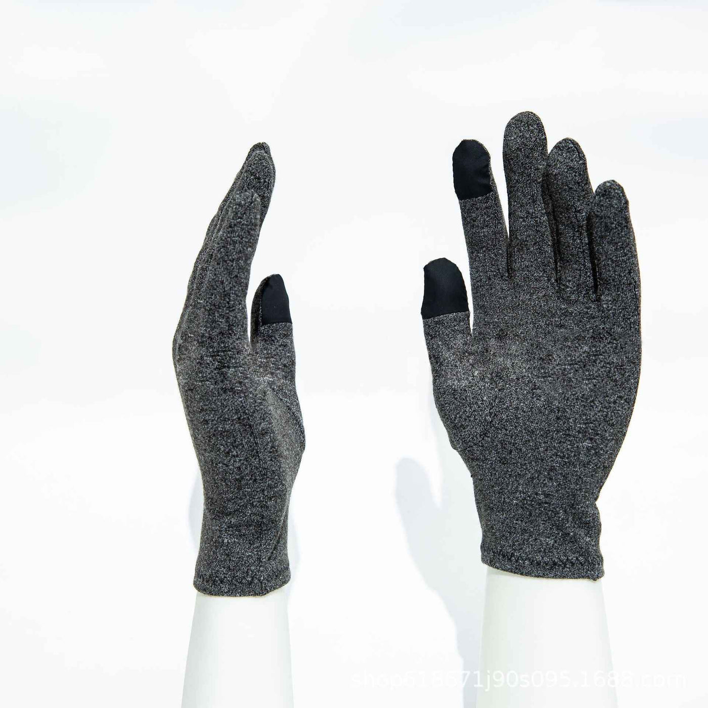 Grey Full Finger Touch Screen Health Pressure Gloves