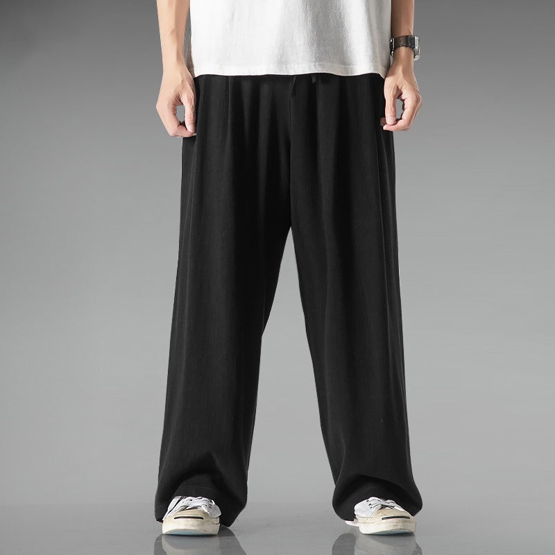 Lightweight Breathable Summer Plus Size Loose Straight Wide Leg Cotton And Linen Casual Pants SHOPPORA