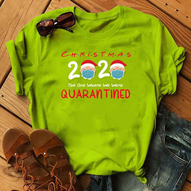 Women's Christmas animal flower short sleeves