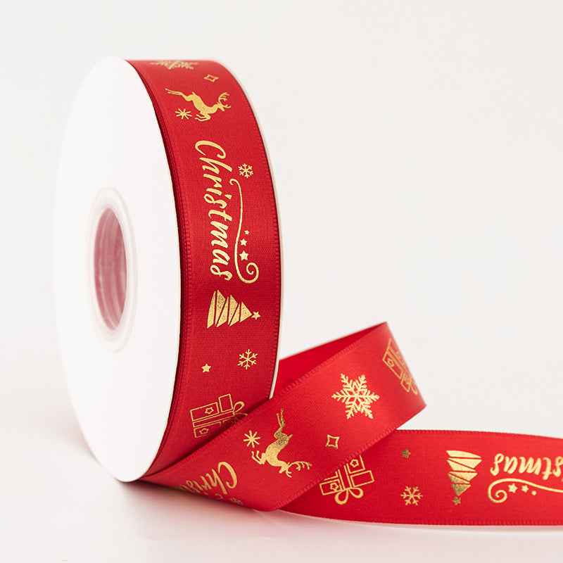 2.5cm Christmas Silk Gift Box Packaging Ribbon