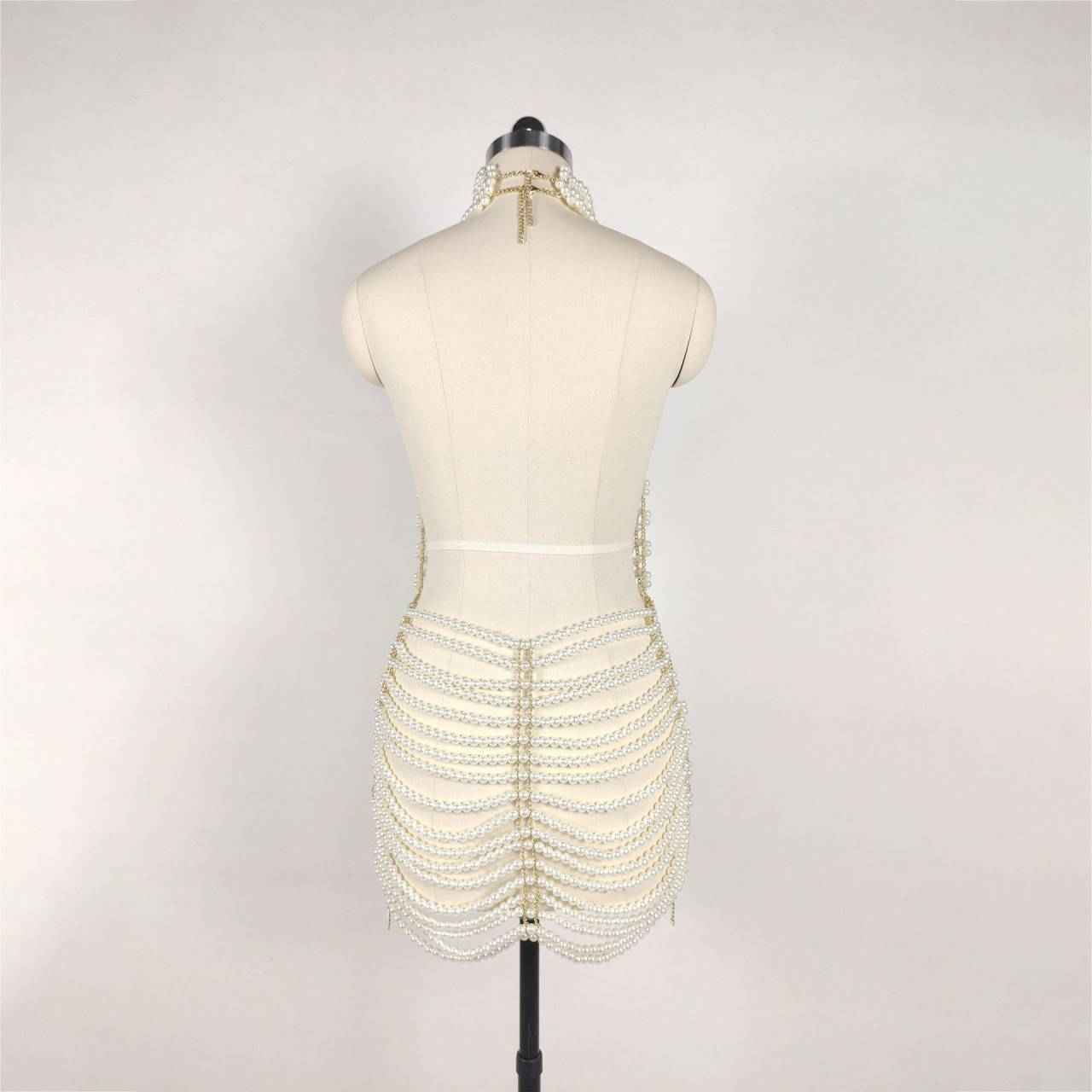 Beaded Halter Fashion Party Banquet Performance Dress