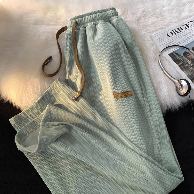 Summer Thin Ice Silk High-grade Wide-leg Pants Loose Casual SHOPPORA