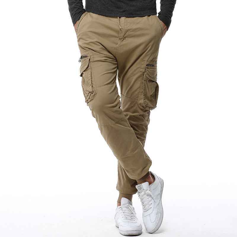 Tethered Elastic Waist Casual Cargo Trousers