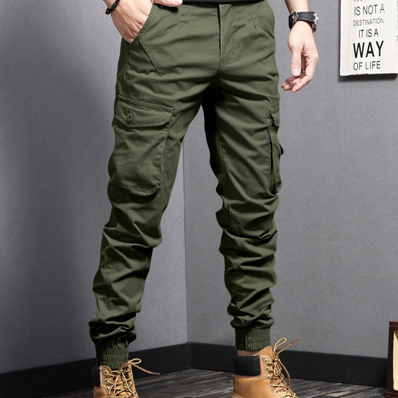 New Summer Casual Drawstring Workwear Pants Men SHOPPORA
