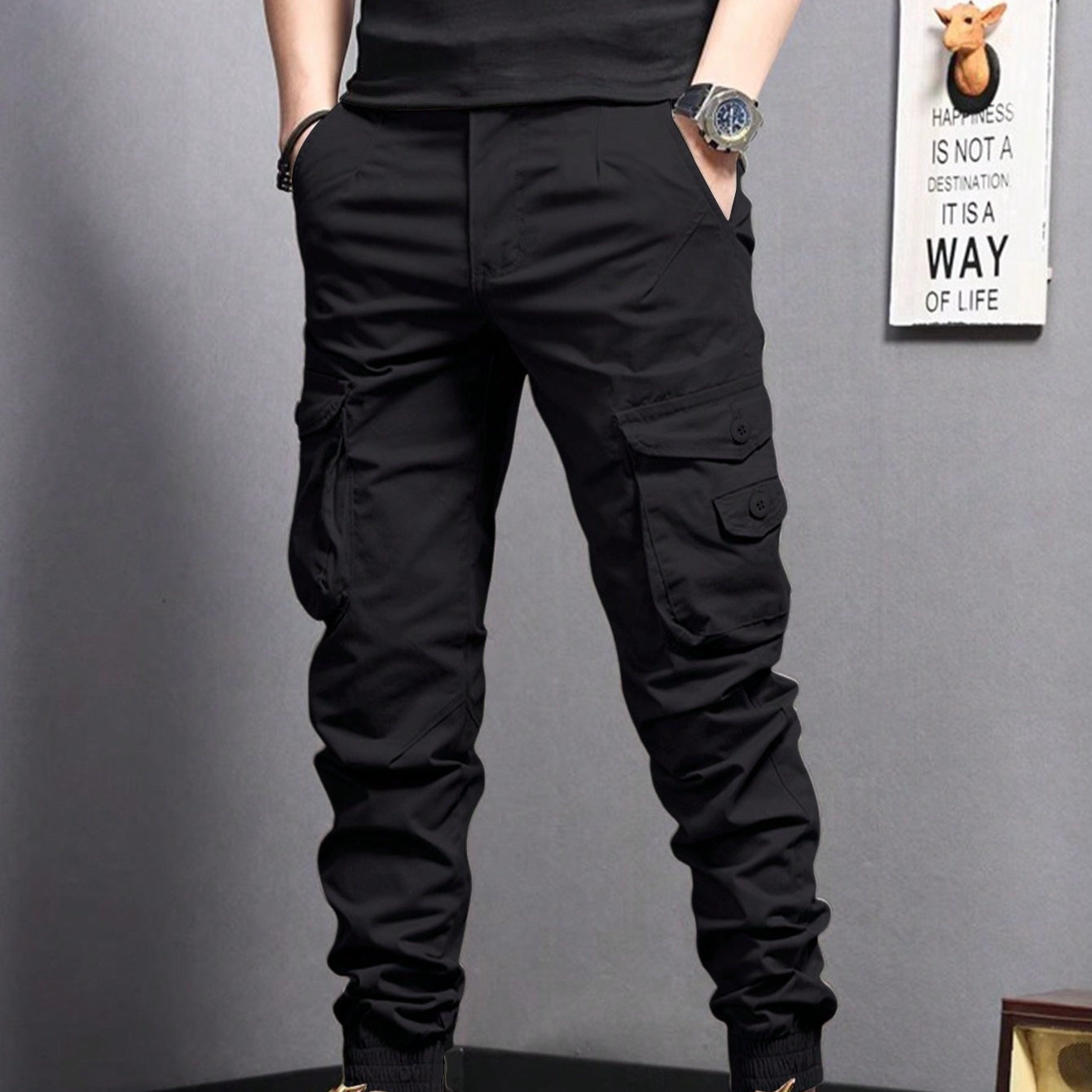 New Summer Casual Drawstring Workwear Pants Men SHOPPORA