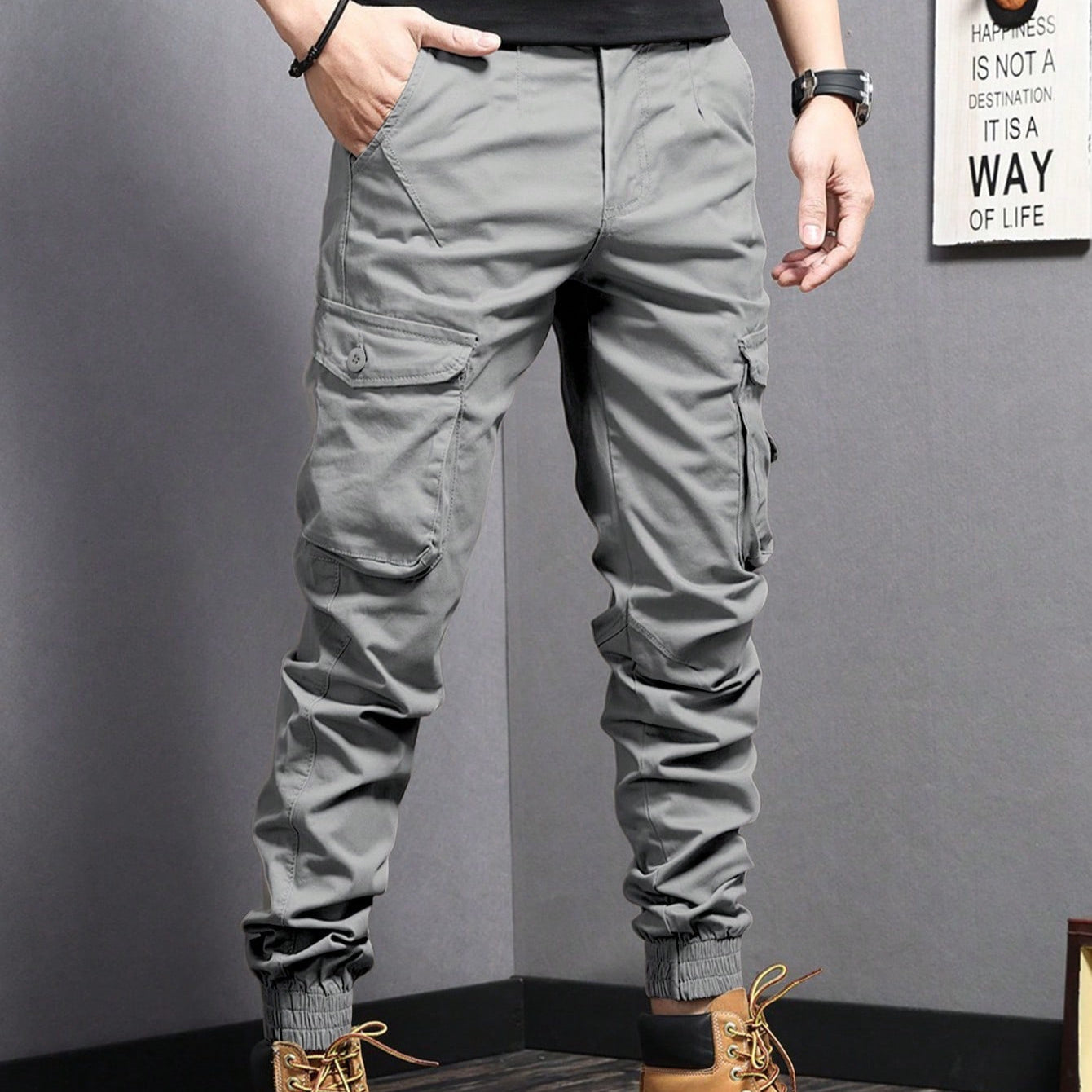 New Summer Casual Drawstring Workwear Pants Men SHOPPORA