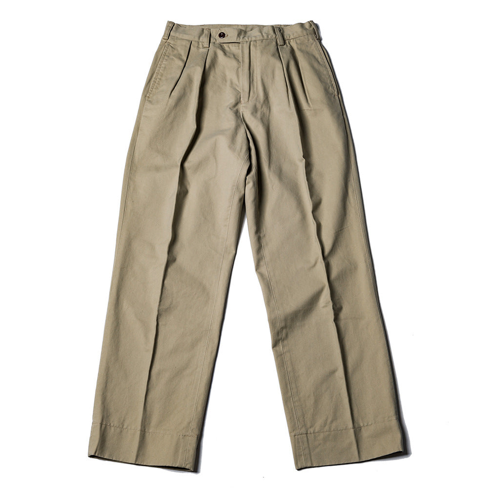 Retro Men's Casual Trousers Two Pleats Loose Cargo SHOPPORA