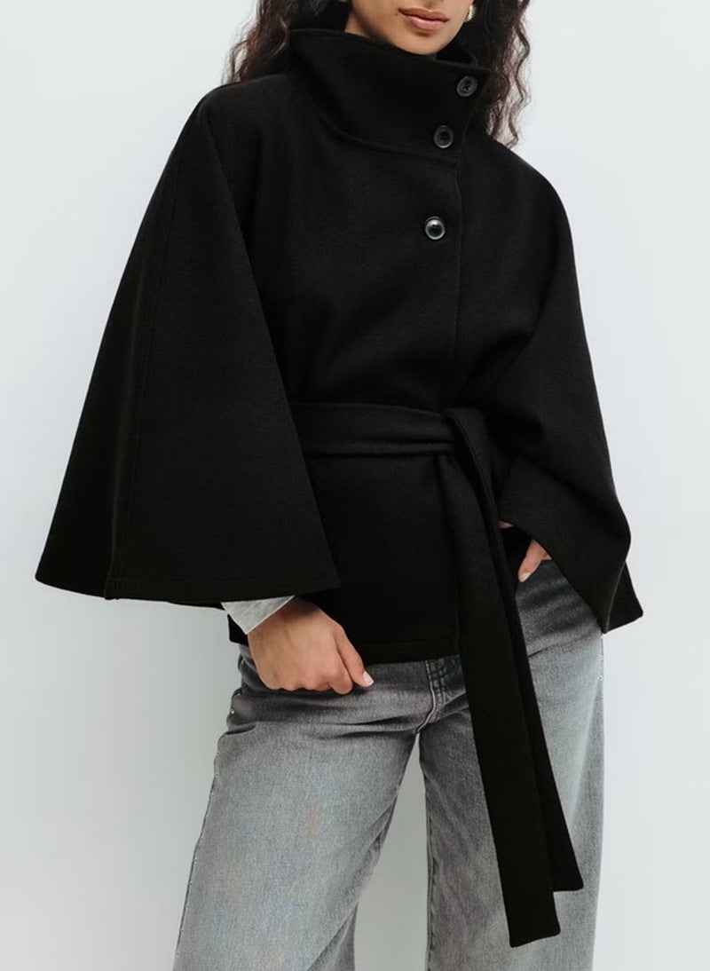 Women's Batwing Sleeve Trench Coat with Belt