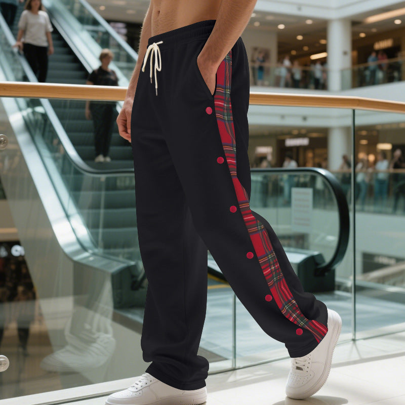 Simple Stitching Casual Sports Breasted Sweatpants SHOPPORA