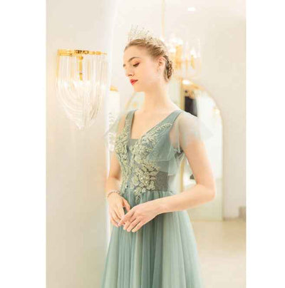 New Light Green Bridal Wedding Toast Dress