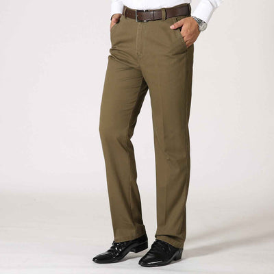 Autumn and winter men's cotton business casual men's trousers middle and old aged loose straight tooling long pants daddy