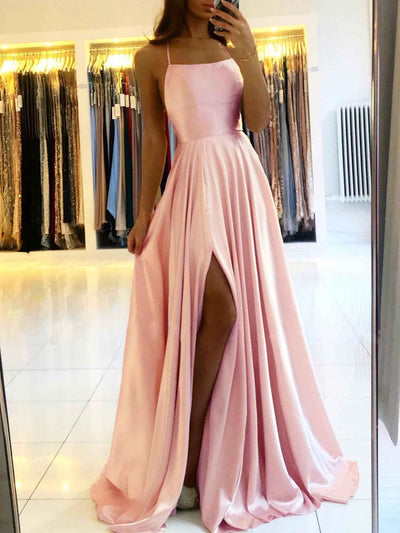 Amazon Long European And American Style Dress Slim Strap Back-to-back Dress High Slit Dance Host Dress