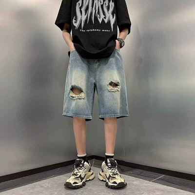 Straight Ruoshuai Casual Five-point Denim Men's Shorts