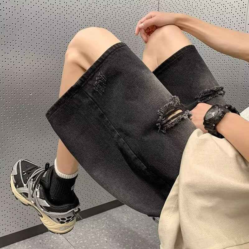 Straight Ruoshuai Casual Five-point Denim Men's Shorts