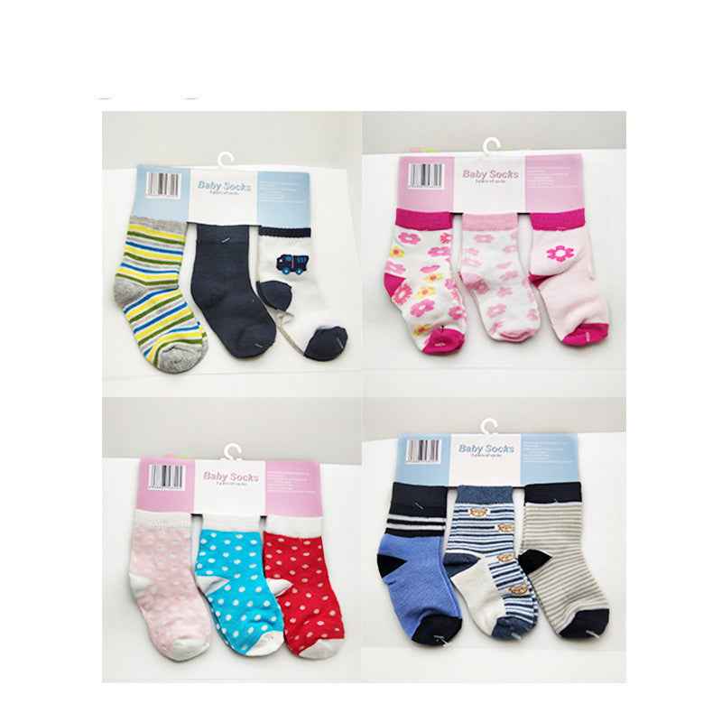 3 Pairs Of Medium Tube Breathable Flat Baby Socks