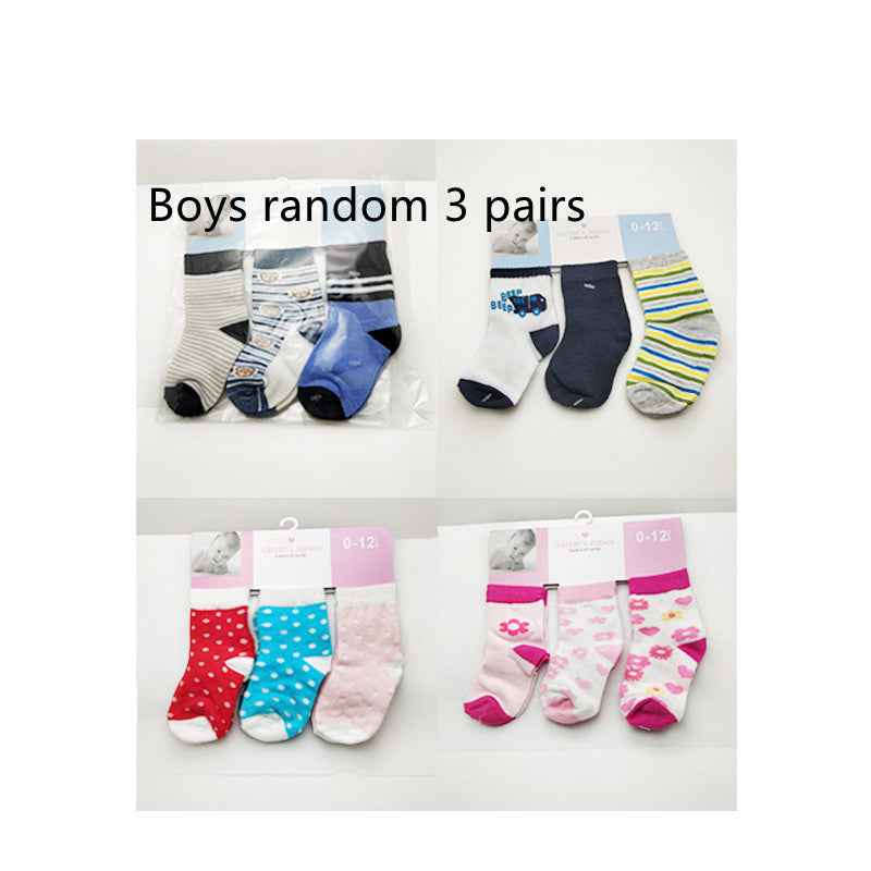 3 Pairs Of Medium Tube Breathable Flat Baby Socks