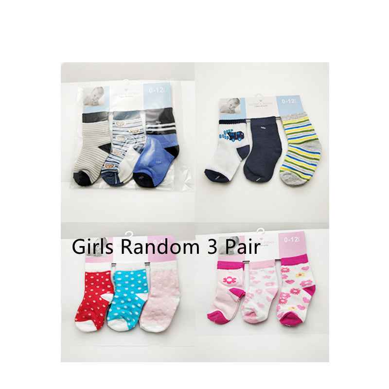 3 Pairs Of Medium Tube Breathable Flat Baby Socks