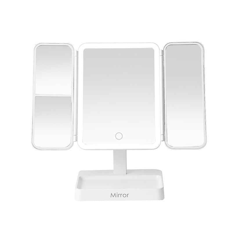 Desktop Three-fold Makeup Mirror With Light Internet Celebrity Dressing Retouching Supplementary Lighting
