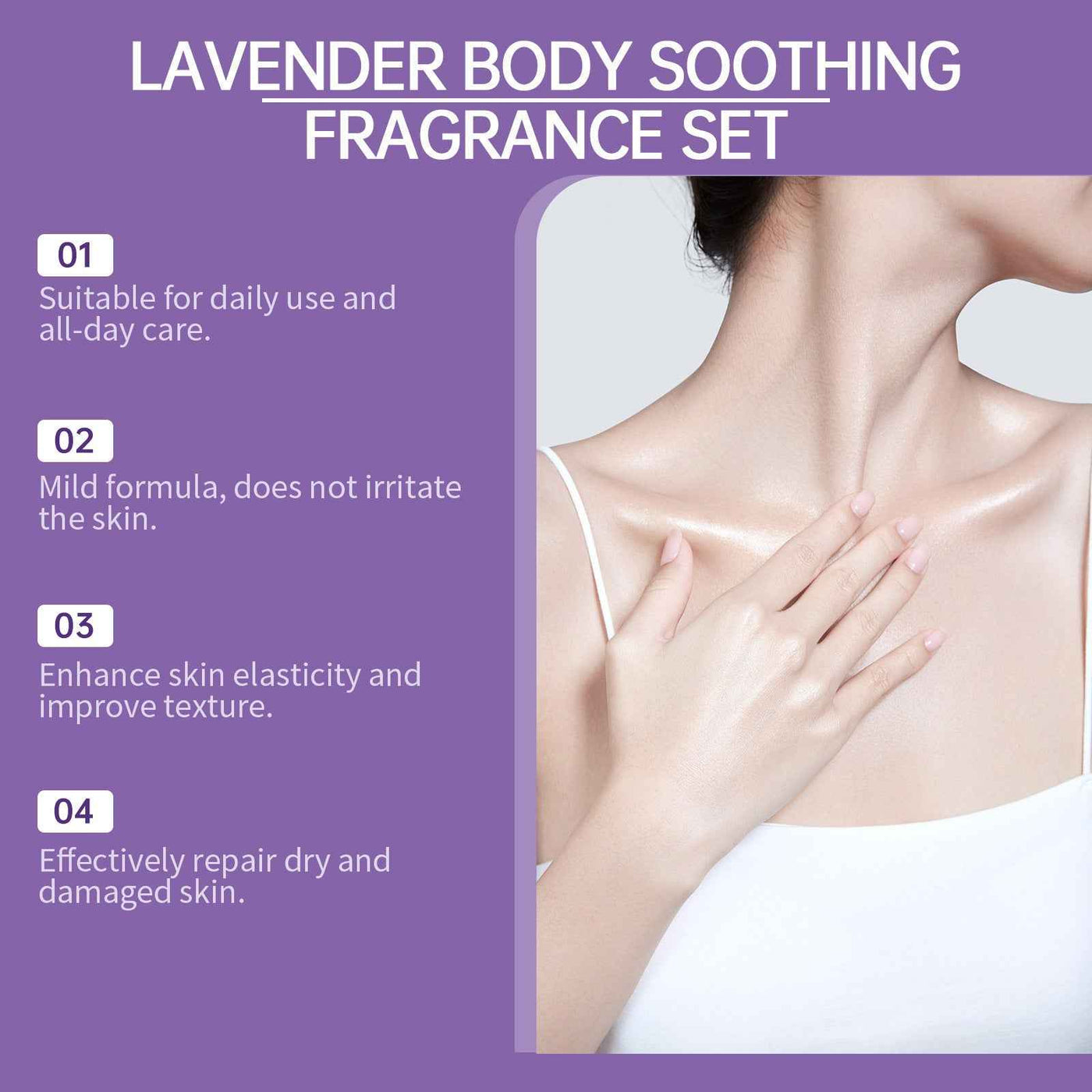 Lavender Body Skin Care Set Gentle Moisturizing Skin