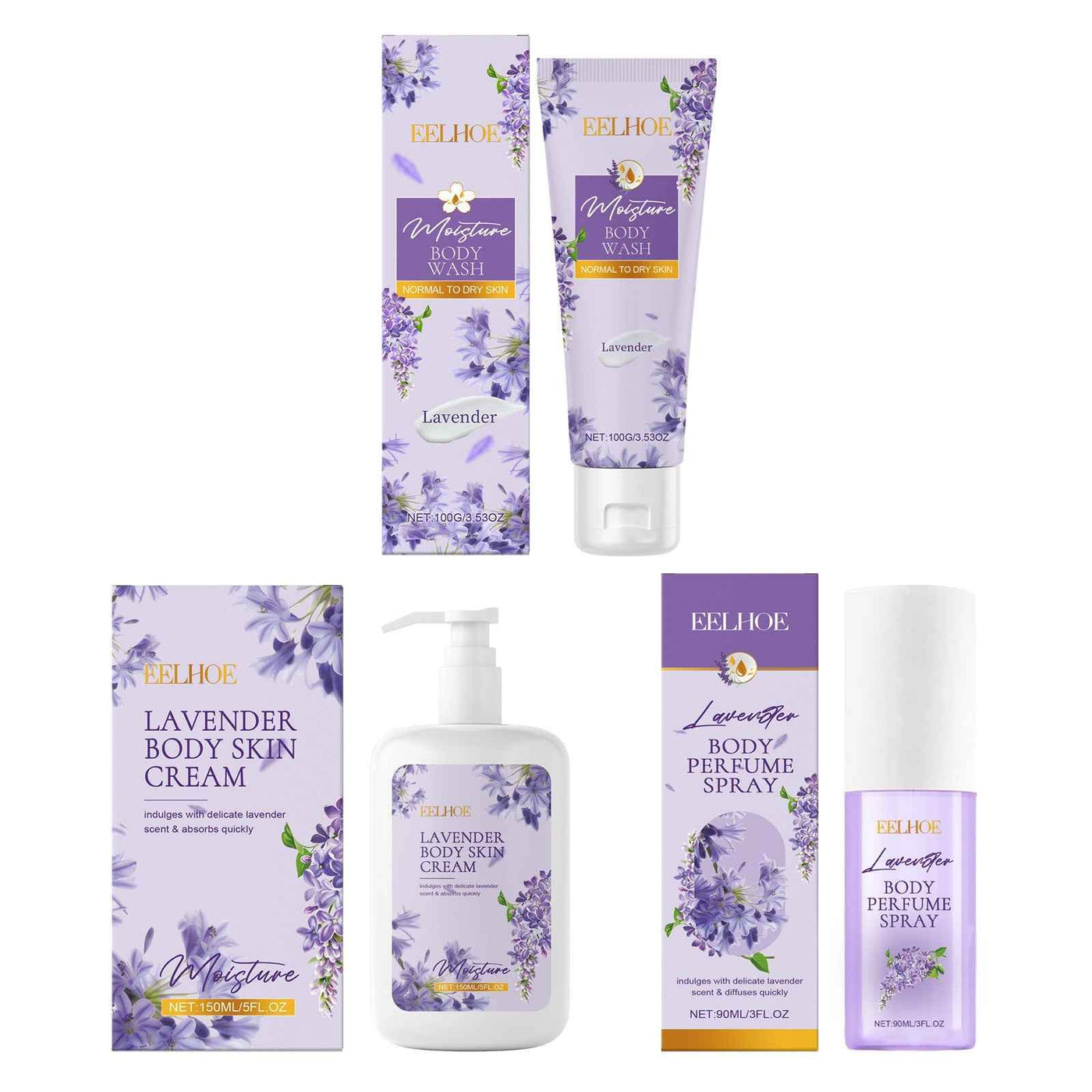Lavender Body Skin Care Set Gentle Moisturizing Skin