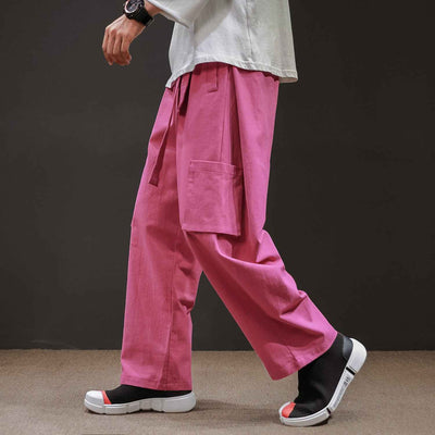 Straight Mid-Waist Lace-Up Cargo Pants