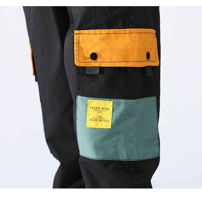 Youth loose multi-pocket elastic waist bungee overalls