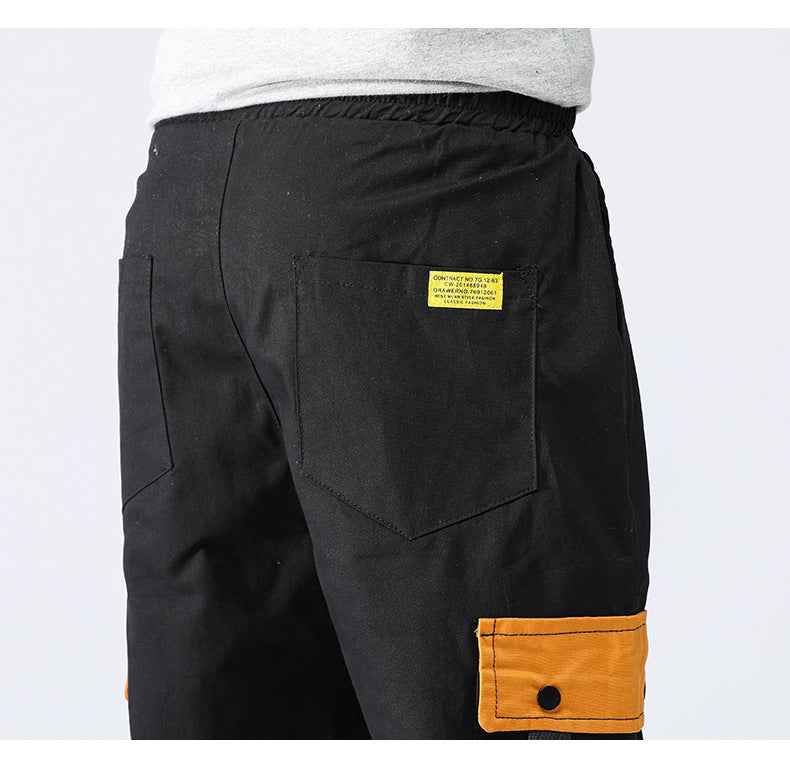 Youth loose multi-pocket elastic waist bungee overalls