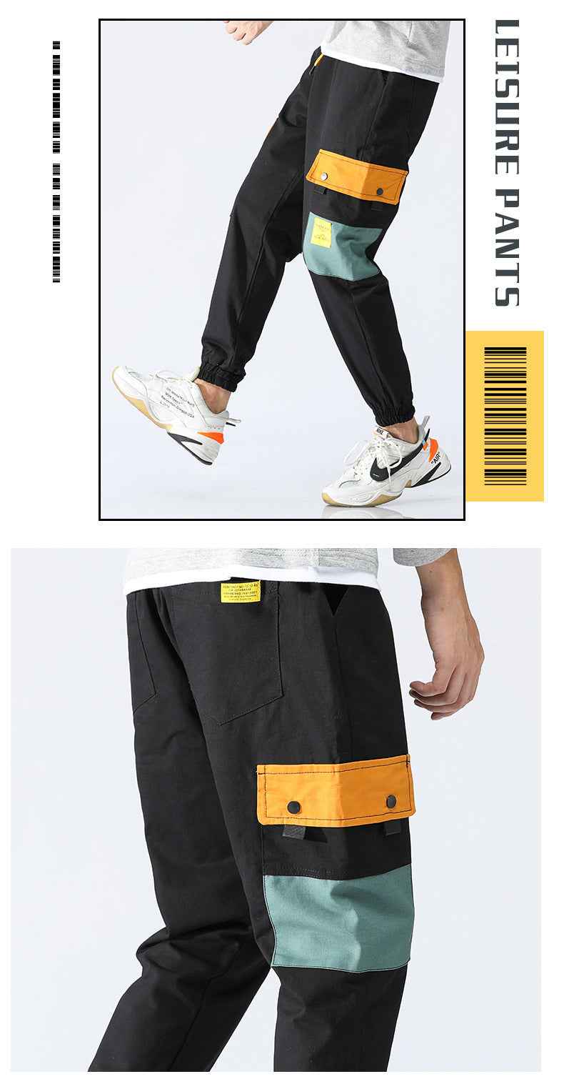 Youth loose multi-pocket elastic waist bungee overalls