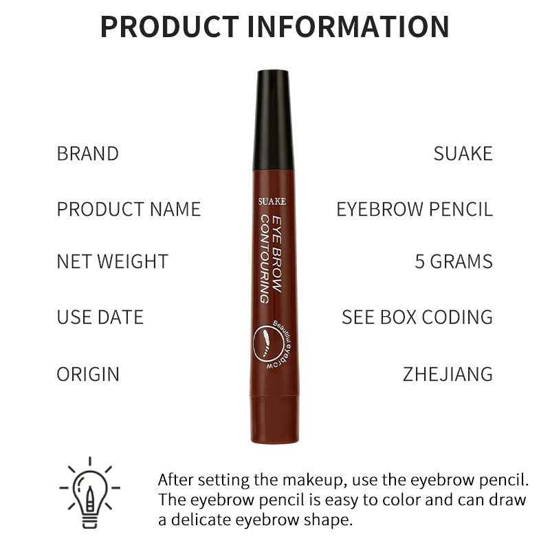 Four-Headed Bifurcated Eyebrow Pencil Lasts For A Long Time Without Smudging