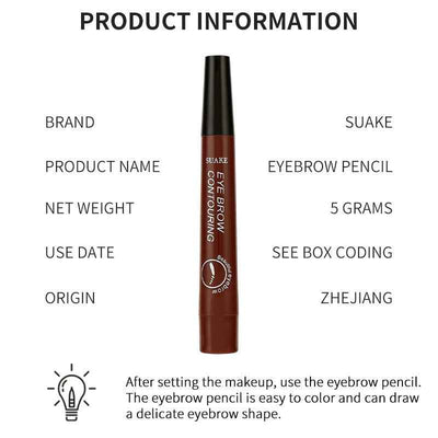 Four-Headed Bifurcated Eyebrow Pencil Lasts For A Long Time Without Smudging