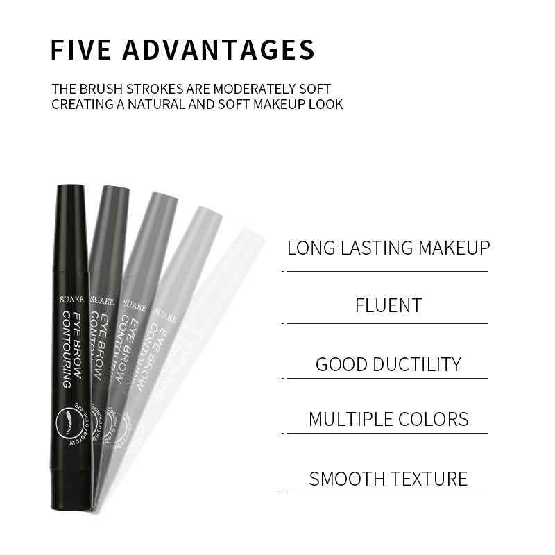 Four-Headed Bifurcated Eyebrow Pencil Lasts For A Long Time Without Smudging
